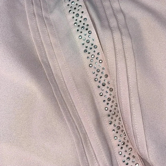Fair Lady Women’s 14 Light Pink Embellished Pleated Button Up Long Sleeve Blouse - Picture 6 of 9